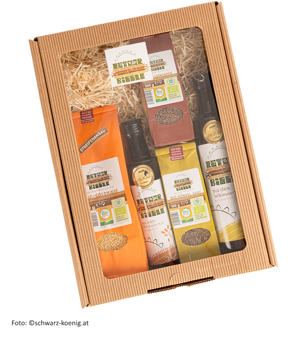 Bio Geschenkbox mit gesunden Lebensmitteln vom Biohof Zetner